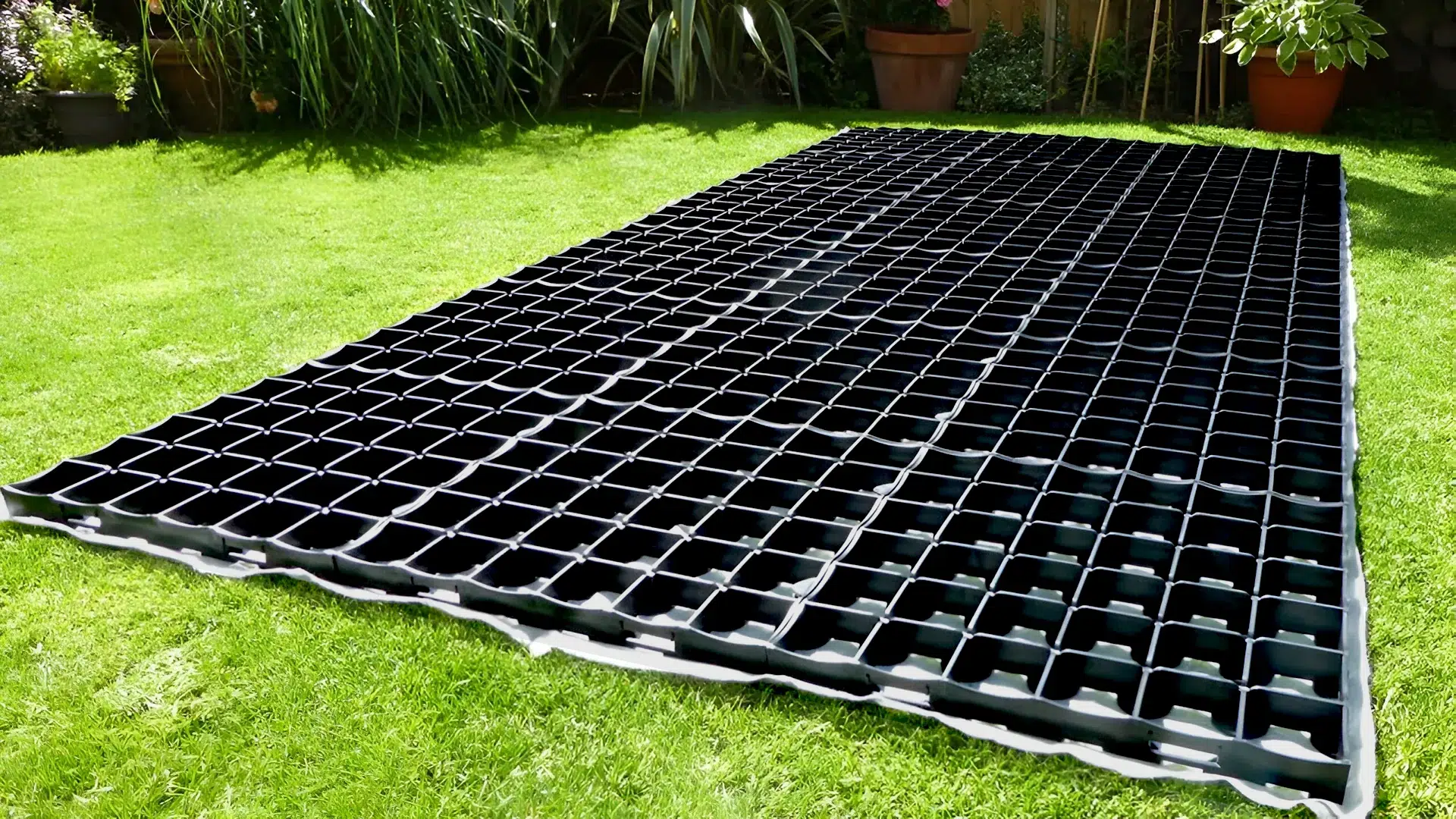 Crown EcoGrid Foundation installed with gravel finish in garden