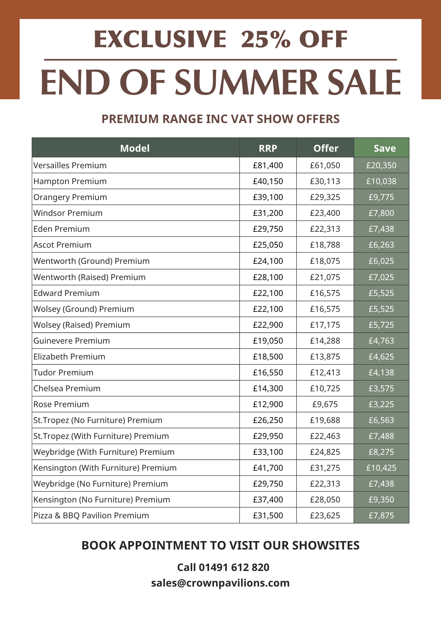Price list - Premium